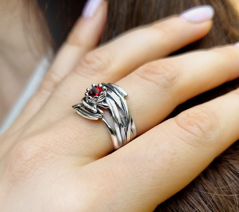 Hagit Sterling Silver and Gemstone Wave Ring. — View 4