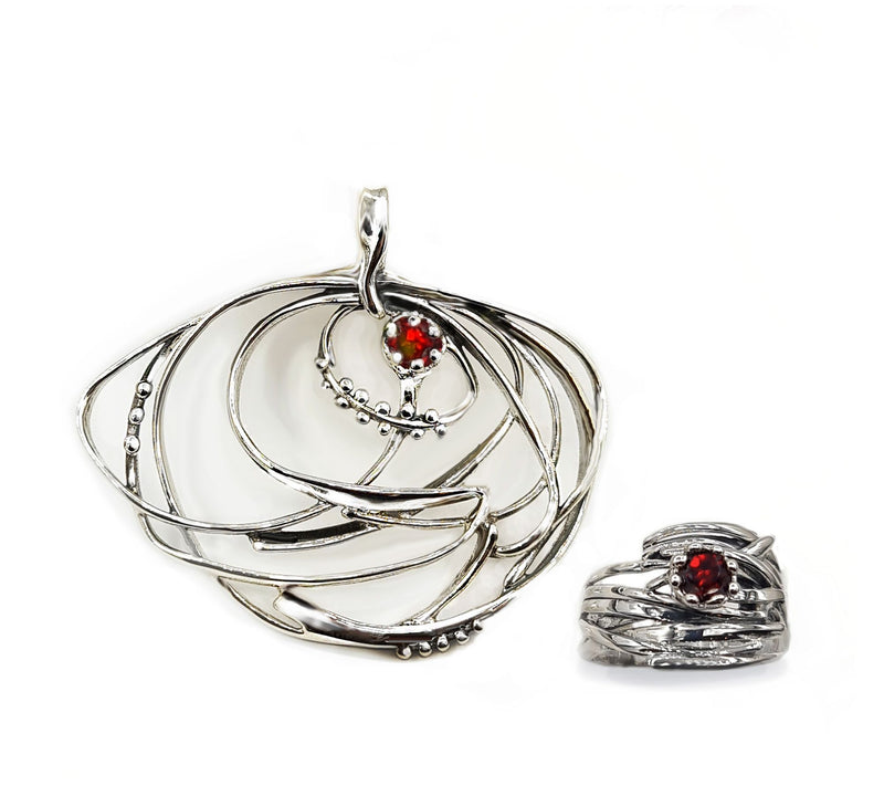 Hagit Sterling Silver and Gemstone Wave Ring. — View 5