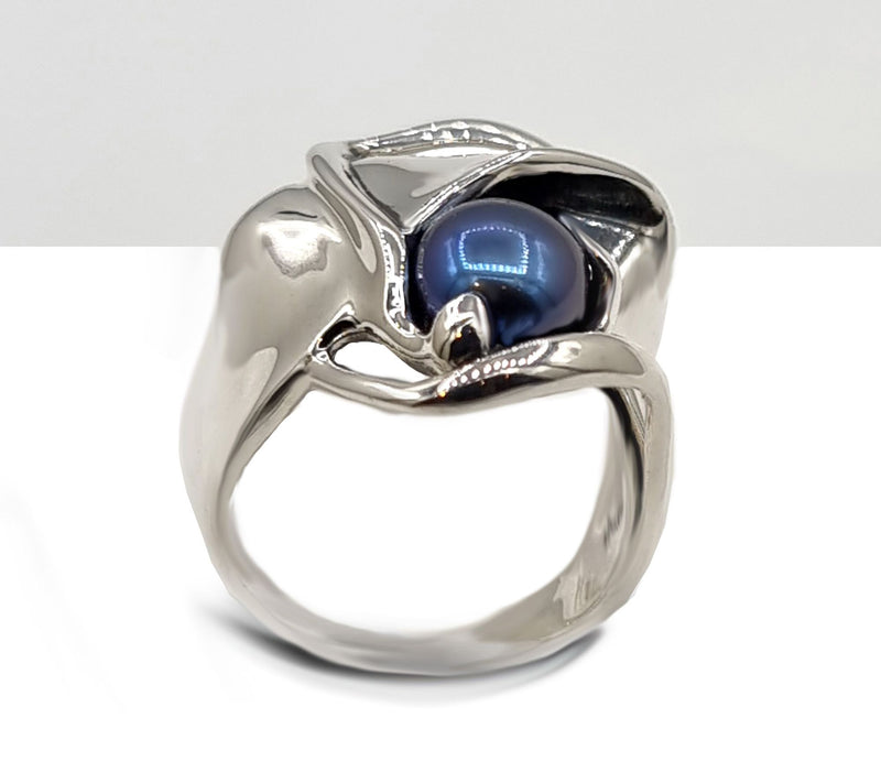 Hagit Sterling Silver Cultured Pearl Envelope Ring — View 5