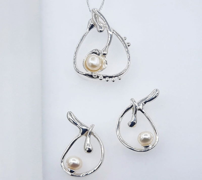 Hagit Sterling Silver Cultured Pearl Knot Earrings — View 7