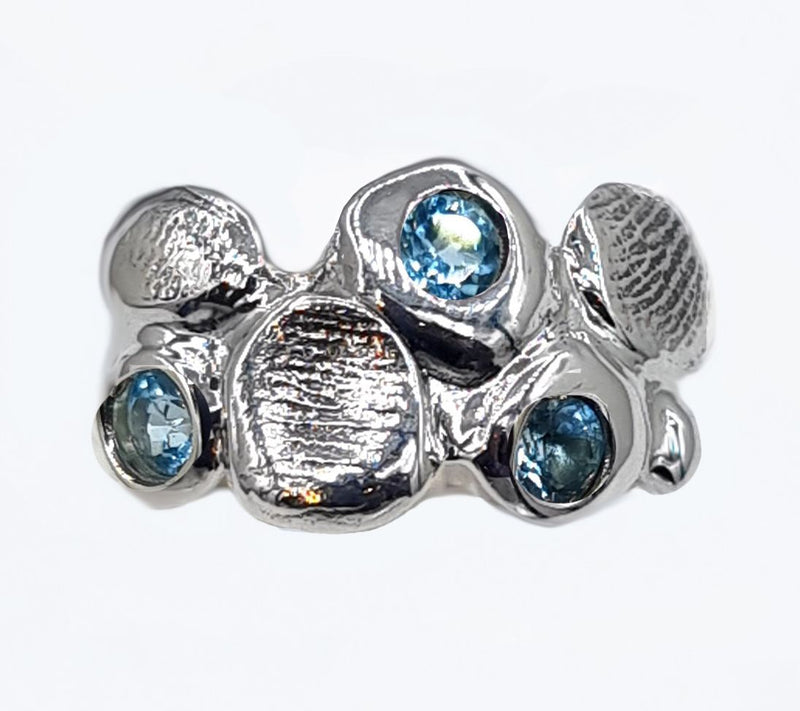 Hagit Sterling Silver Gemstone Sparkle Bubble Ring — View 3
