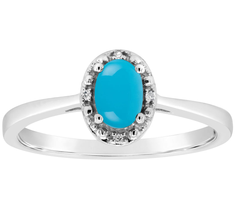Affinity Gems Oval Turquoise & Diamond Accent Ring, Sterling — View 3