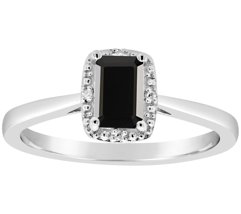 Affinity Gems Emerald Cut Gemstone & Diamond Ring, Sterling — Main view