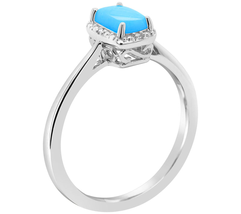 Affinity Gems Emerald Cut Turquoise & Diamond Ring, Sterling — View 4