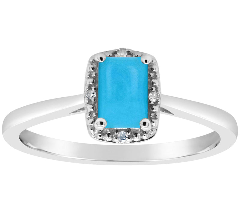 Affinity Gems Emerald Cut Turquoise & Diamond Ring, Sterling — View 3
