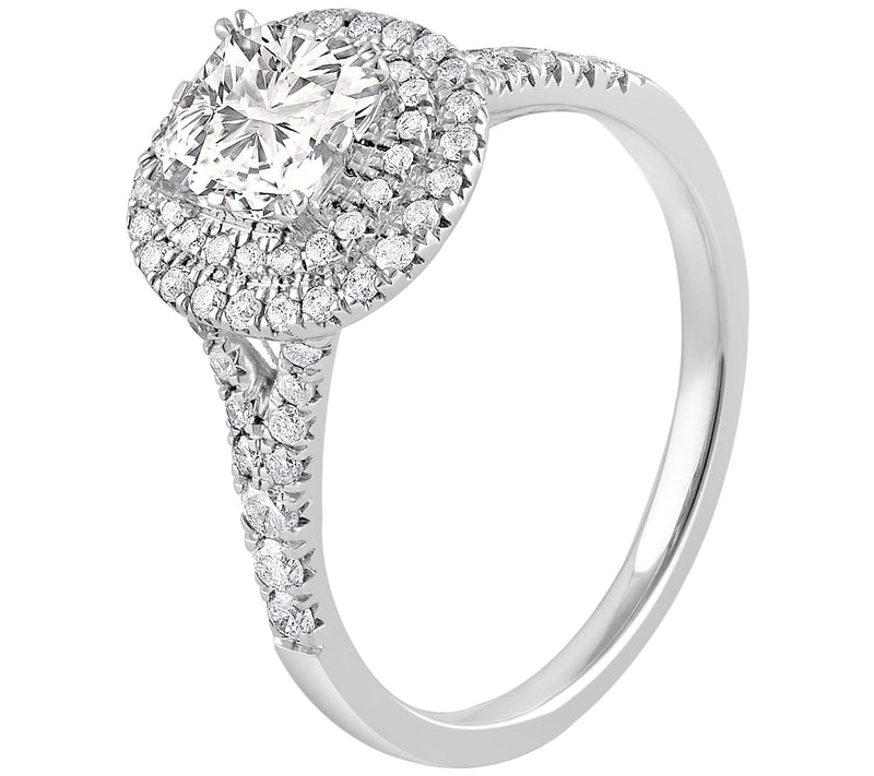 Diamonique 1.25 cttw Cushion Cut Halo Ring, Sterling Silver — View 5
