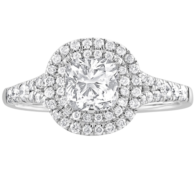 Diamonique 1.25 cttw Cushion Cut Halo Ring, Sterling Silver — View 4