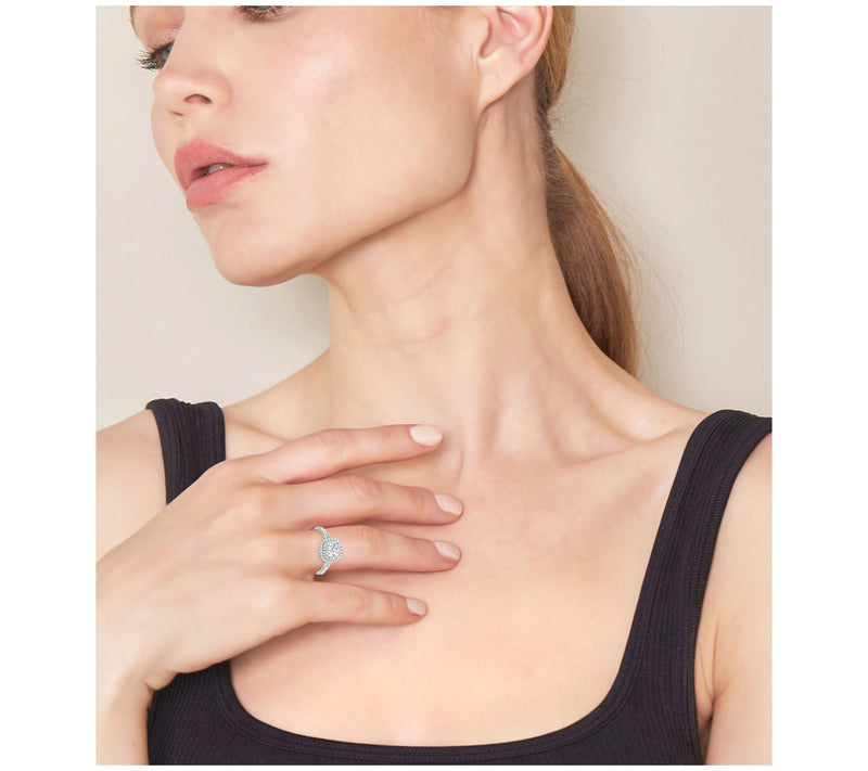 Diamonique 1.25 cttw Cushion Cut Halo Ring, Sterling Silver — View 6