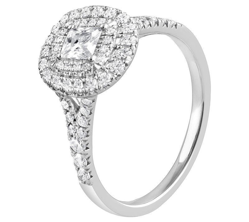 Diamonique 1.40 cttw Princess Cut Halo Ring, Sterling Silver — View 4