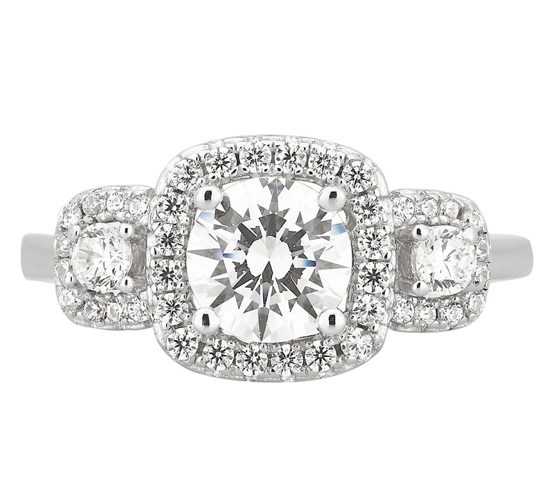 Diamonique 2.55 cttw 3-Stone Round Cut Ring, Sterling Silver — View 5