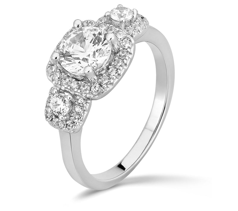 Diamonique 2.55 cttw 3-Stone Round Cut Ring, Sterling Silver — View 4