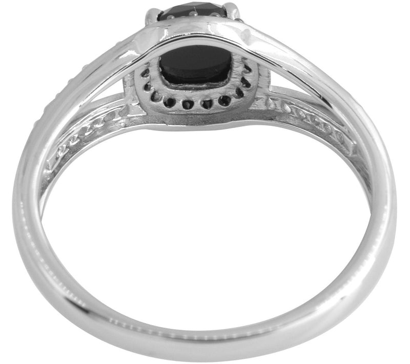 Affinity Gems Black Spinel & White Topaz Halo Ring, Sterling — View 4
