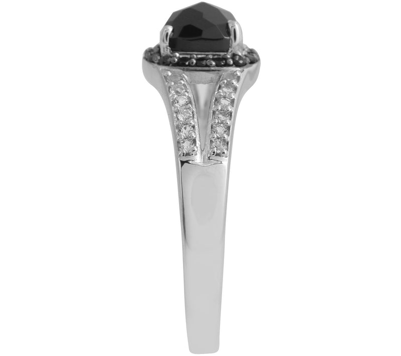 Affinity Gems Black Spinel & White Topaz Halo Ring, Sterling — View 6