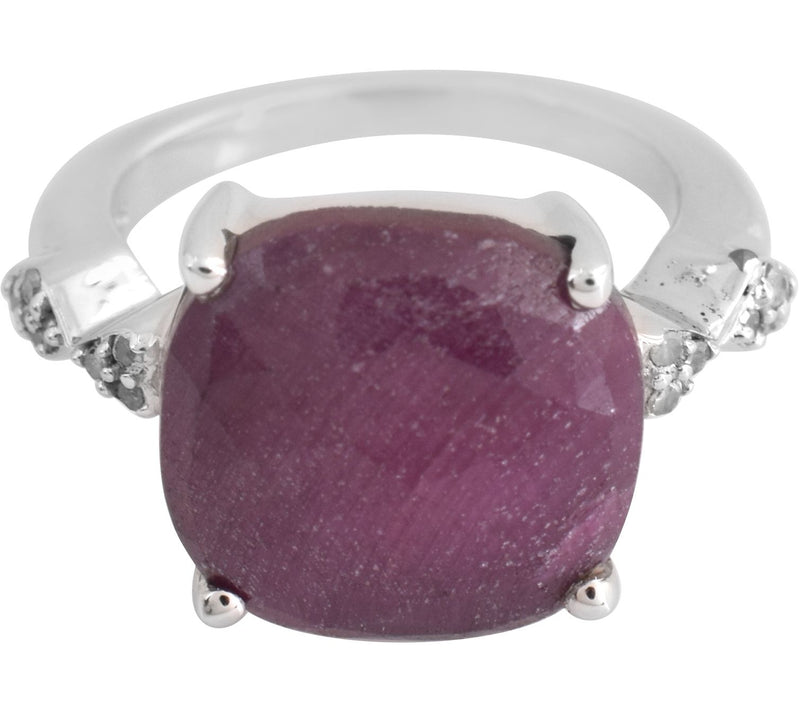 Affinity Gems Indian Ruby & Diamond Accent Ring, Sterling — Main view