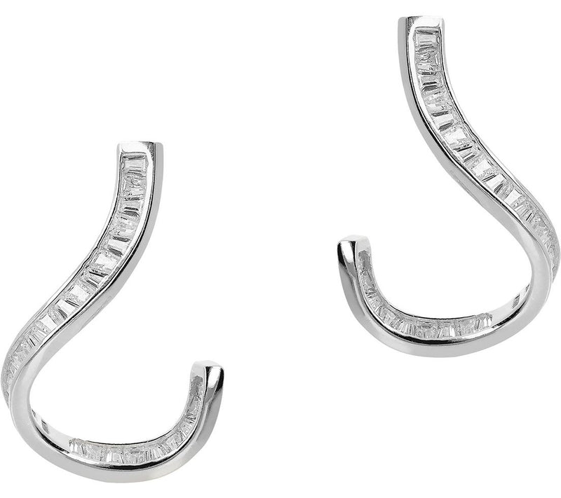 Diamonique Italia Wavy J-hoop Earrings, Sterling Silver — View 6