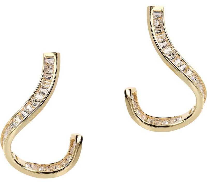 Diamonique Italia Wavy J-hoop Earrings, Sterling Silver — View 7