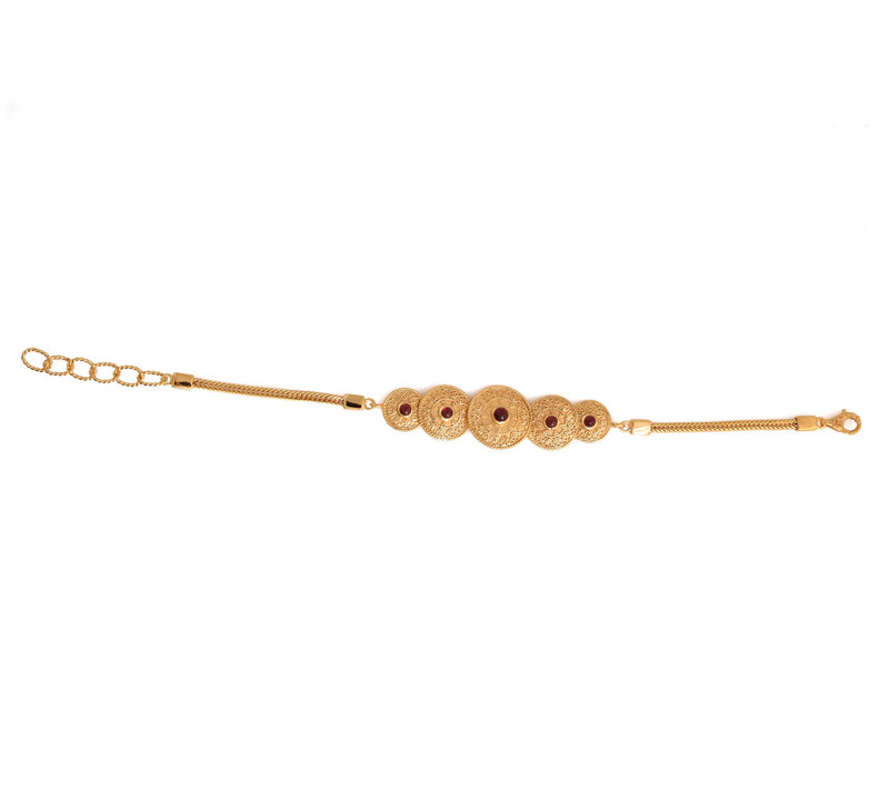 Artisan Crafted 14K Gold Plate d Garnet Disc B racelet — View 4