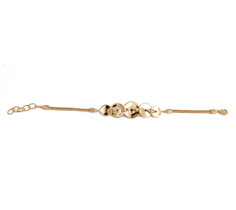 Artisan Crafted 14K Gold Plate d Garnet Disc B racelet — View 5