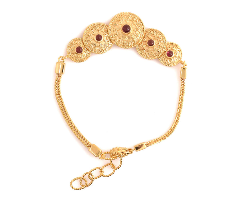 Artisan Crafted 14K Gold Plate d Garnet Disc B racelet — View 6