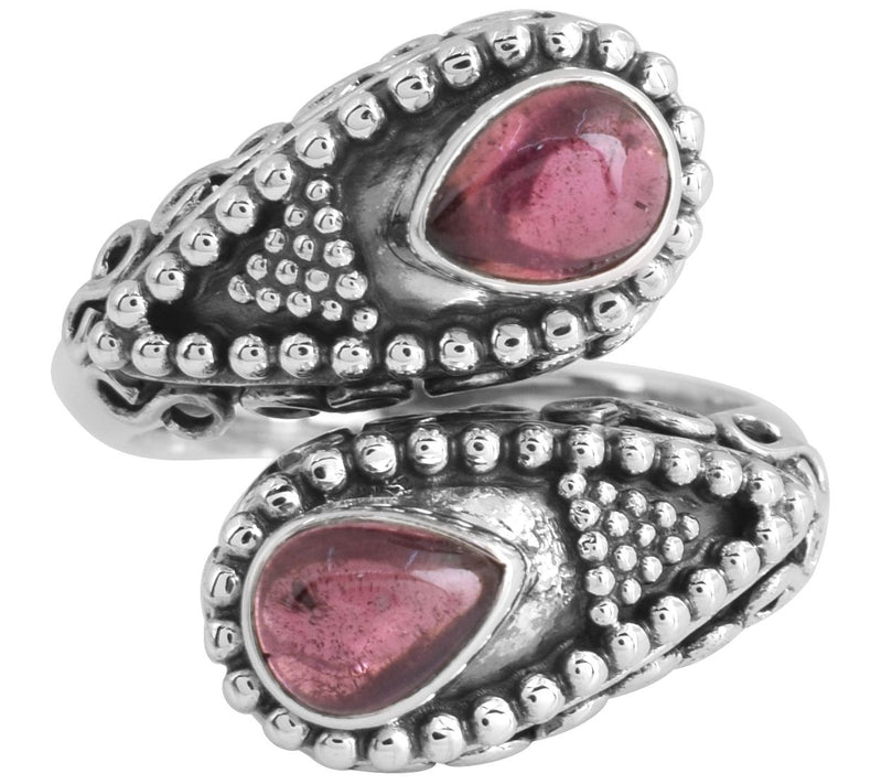 Artisan Crafted Sterling Silver Pink TourmalineBypass Ring — View 3