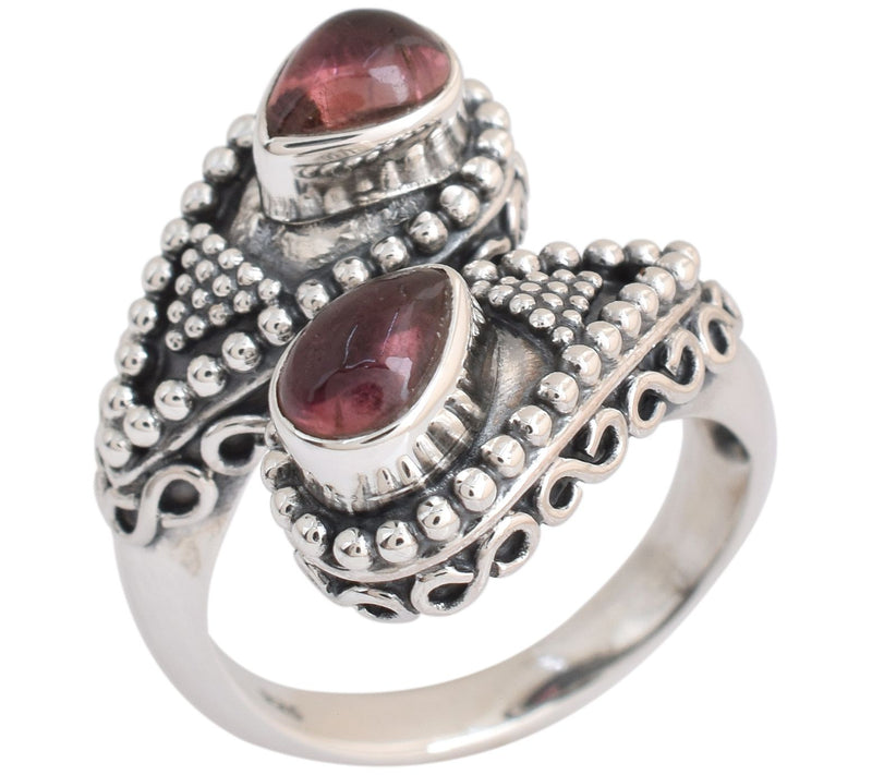 Artisan Crafted Sterling Silver Pink TourmalineBypass Ring — View 4
