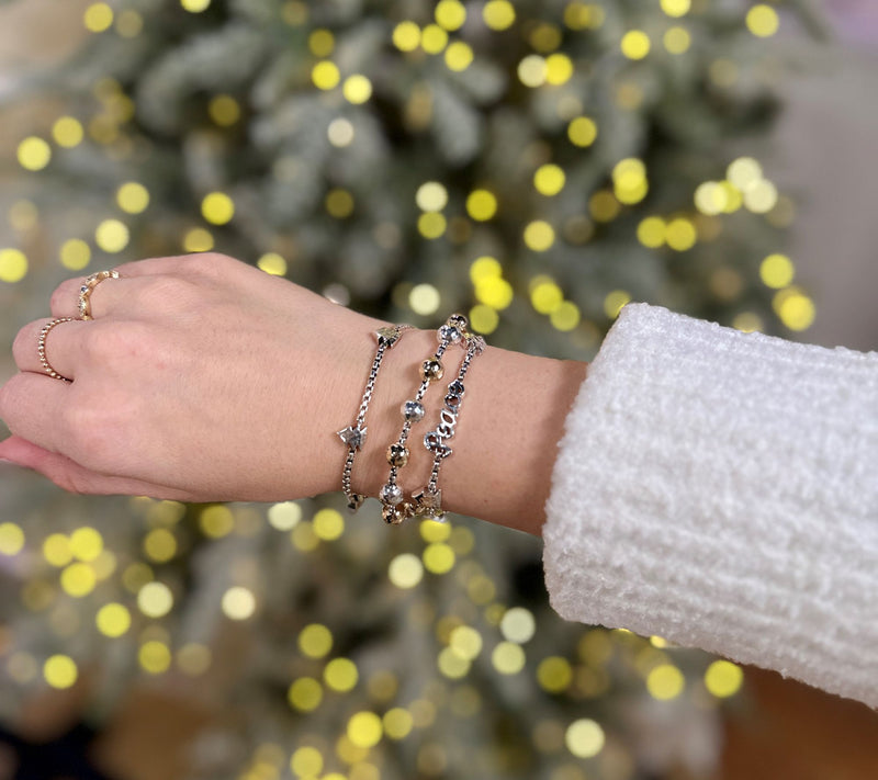 JAI Sterling Silver Script Holiday Words Box Chain Bracelet — View 3
