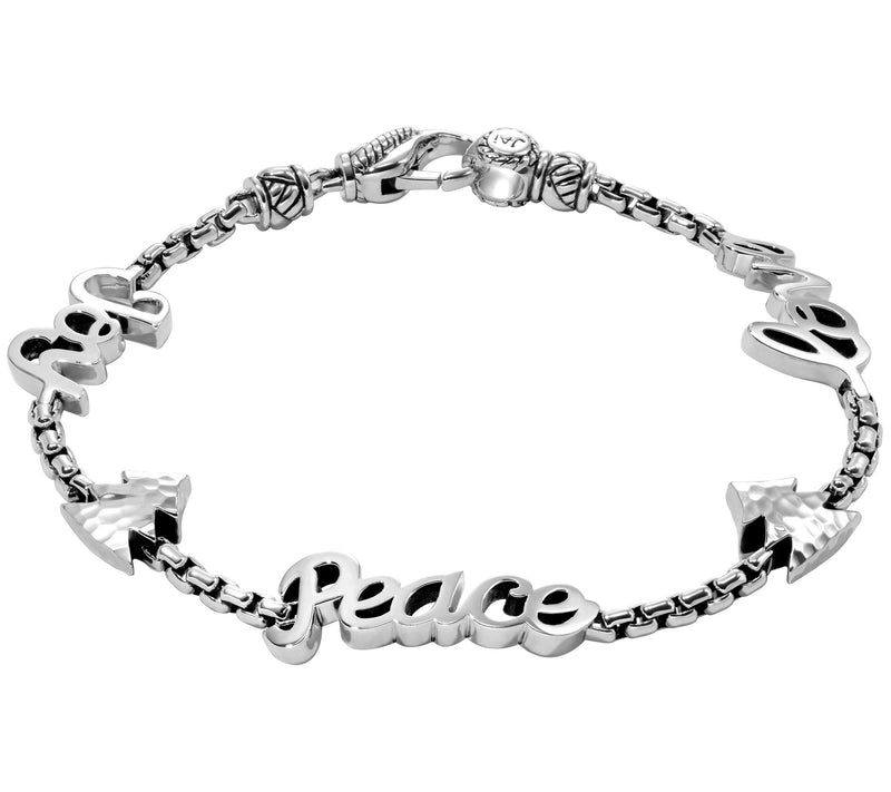 JAI Sterling Silver Script Holiday Words Box Chain Bracelet — Main view