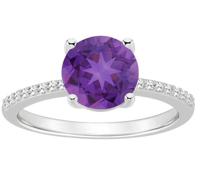 Affinity Gems Round Gemstone & Diamond Ring, Sterling Silver — View 2
