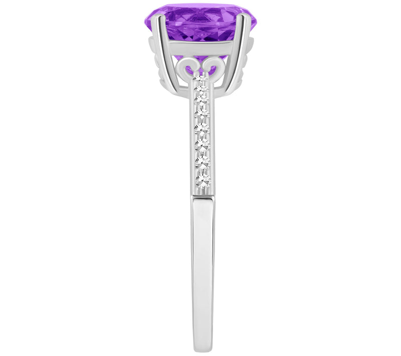 Affinity Gems Round Gemstone & Diamond Ring, Sterling Silver — View 5