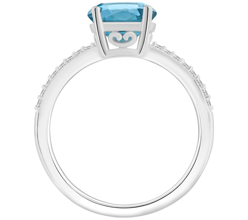 Affinity Gems Round Blue Topaz & Diamond Ring, Sterling — View 2