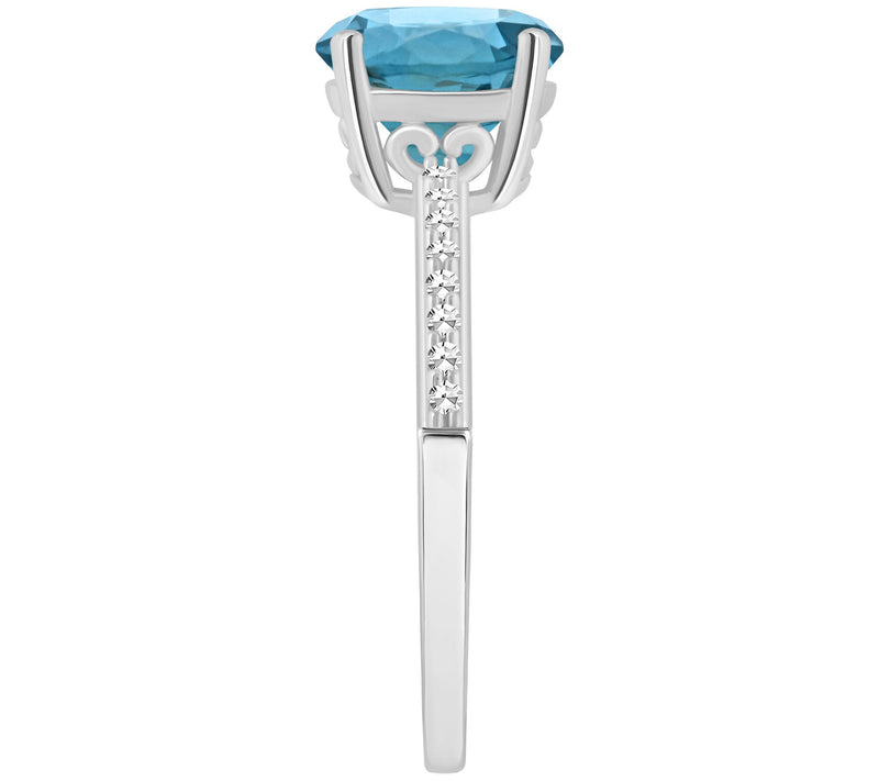 Affinity Gems Round Blue Topaz & Diamond Ring, Sterling — View 3