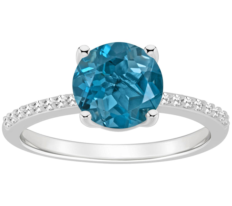Affinity Gems Round Blue Topaz & Diamond Ring, Sterling — Main view