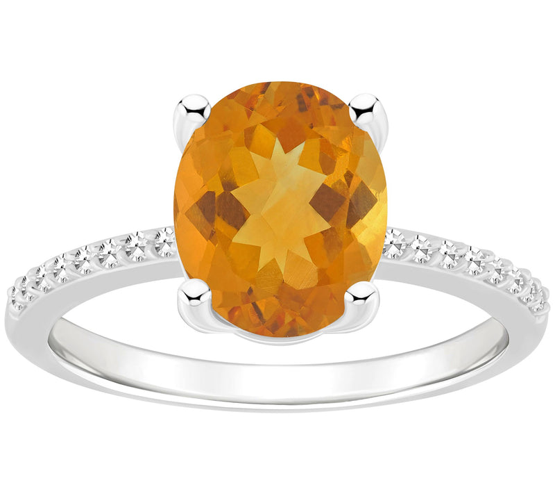 Affinity Gems Oval Gemstone & Diamond Ring, Sterling Silver — View 3