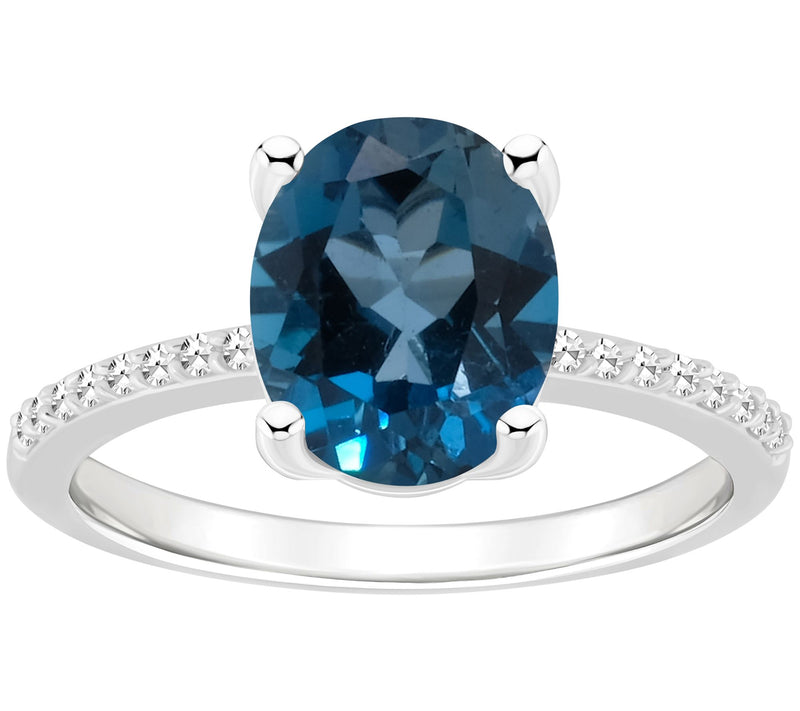 Affinity Gems Oval London Blue Topaz & DiamondRing, Sterling — Main view