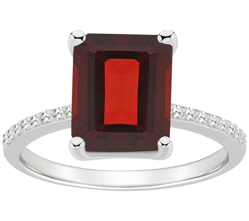 Affinity Gems Emerald Gemstone & Diamond Ring, Sterling — View 2