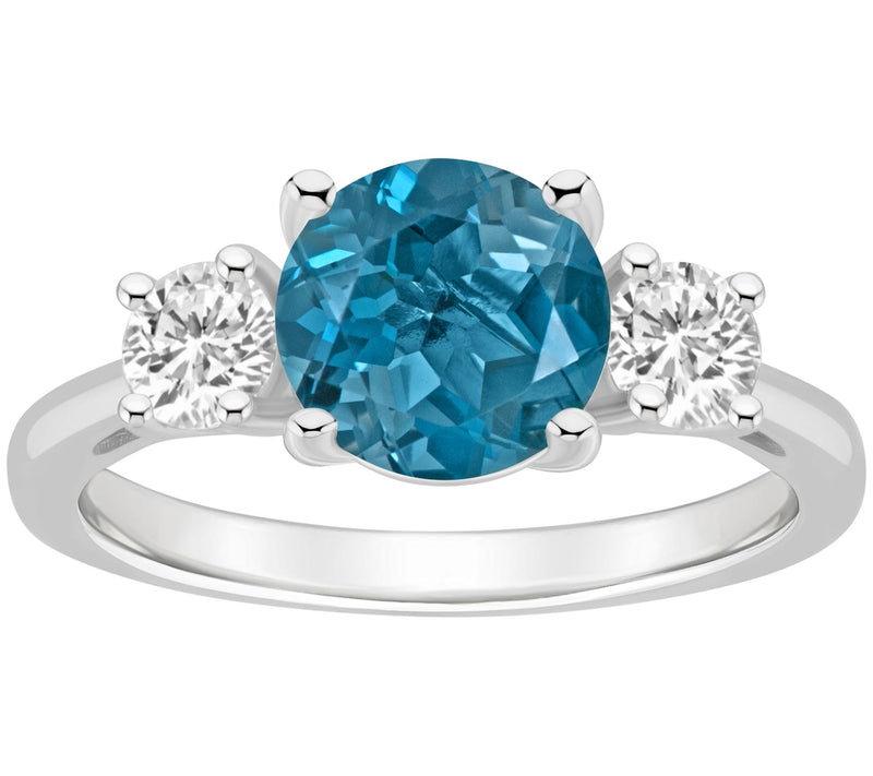 Affinity Gems Round London Blue & White Topaz Ring, Sterling — Main view