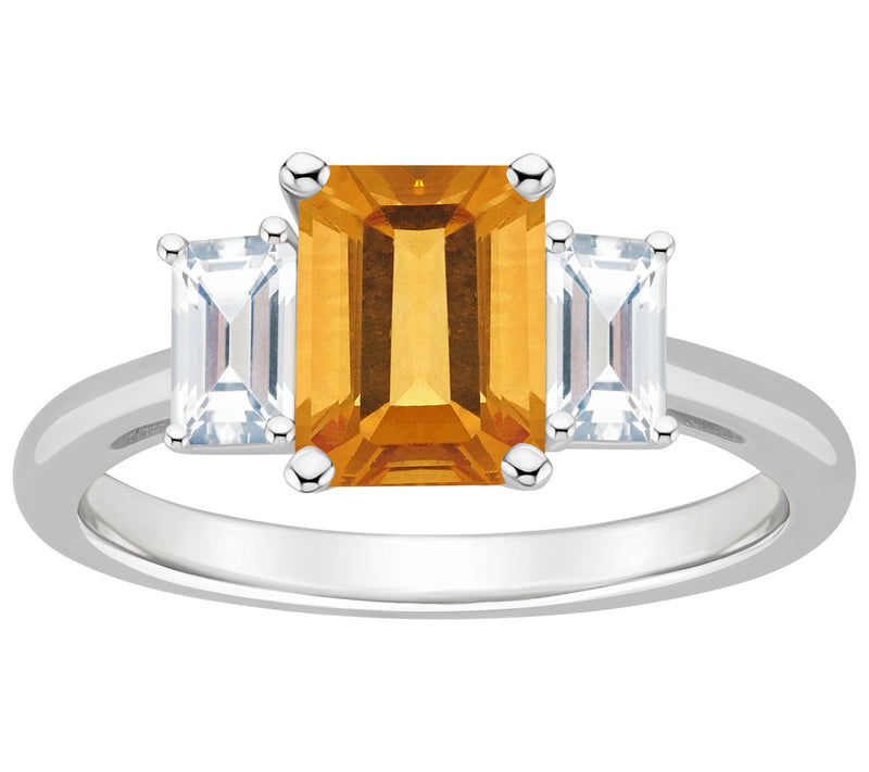 Affinity Gems Emerald Cut Blue & White Topaz Ring, Sterling — View 10