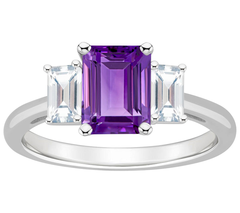 Affinity Gems Emerald Cut Blue & White Topaz Ring, Sterling — Main view