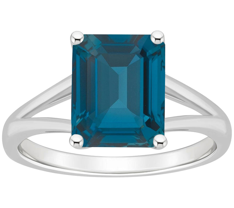 Affinity Gems Emerald Cut London Blue Topaz Ring, Sterling — View 3