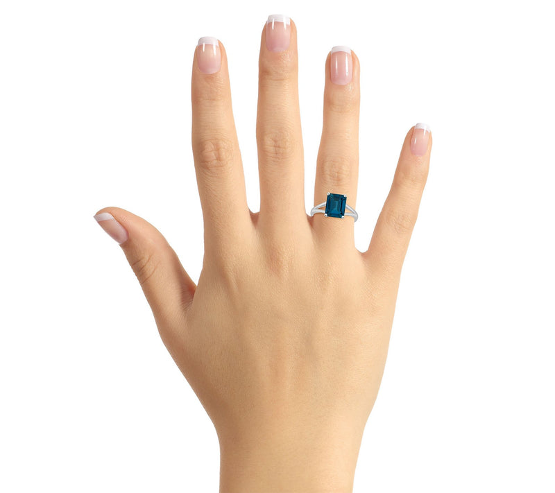 Affinity Gems Emerald Cut London Blue Topaz Ring, Sterling — View 6