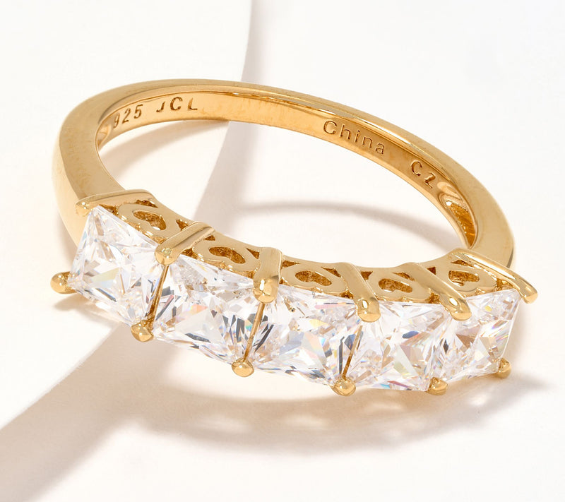 Diamonique Classics 5-Stone Princess Cut Band Ring, SS — Main view