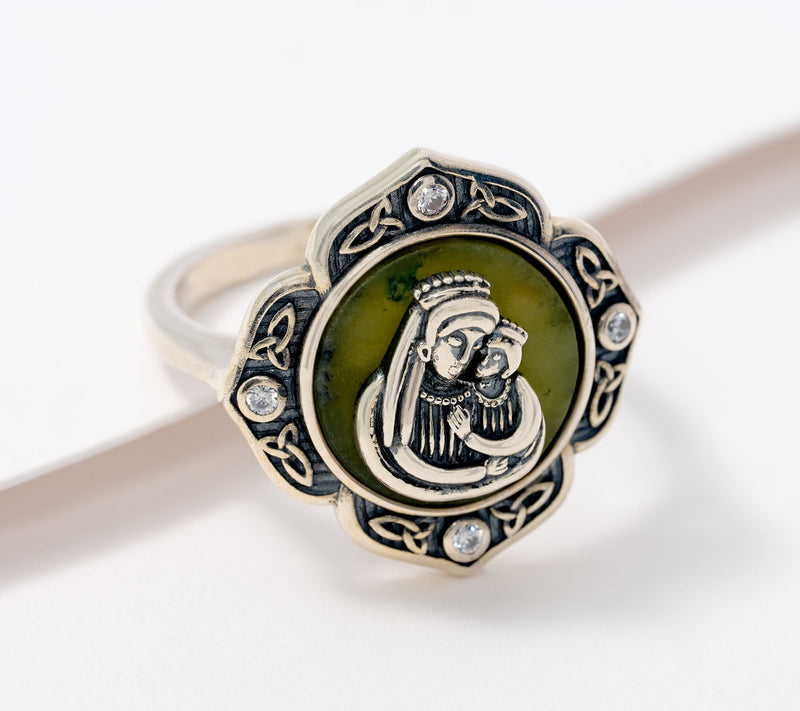 Connemara Marble Sterling Silver Mother & Child Ring — Main view