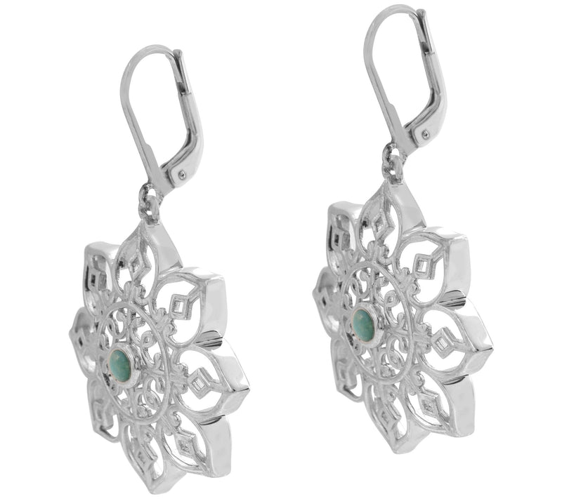 Affinity Gems Floral Turquoise Dangle Earrings,  Sterling — View 6