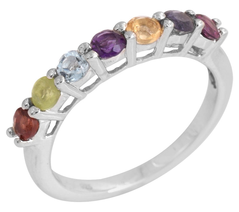 Affinity Gems 0.70 cttw Multi-Gemstone Band Ring, Sterling — View 3