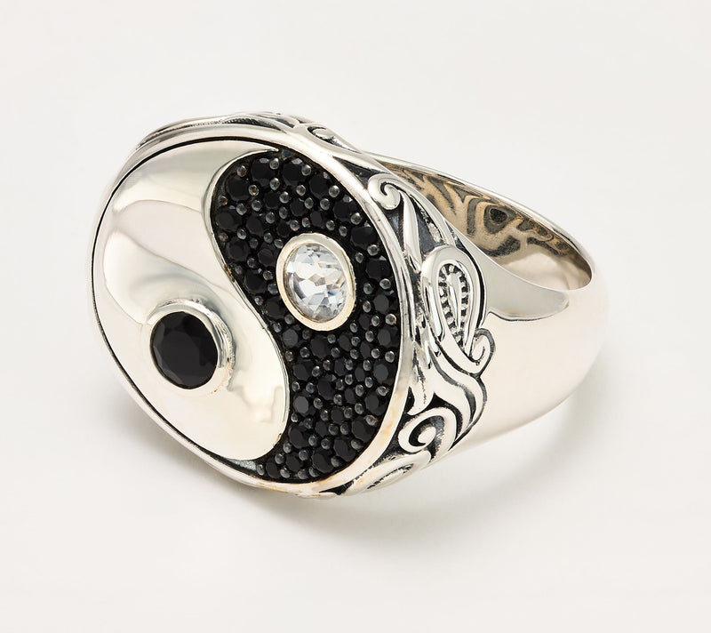 Third Person Sterling Silver Creative Soul Yin Yang Gemstone Ring — View 12