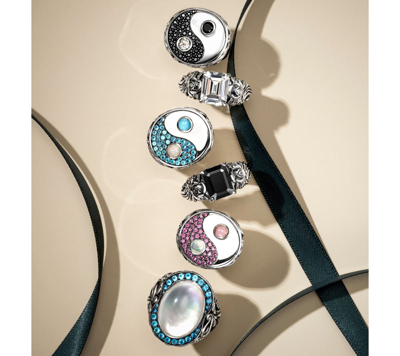 Third Person Sterling Silver Creative Soul Yin Yang Gemstone Ring — View 10