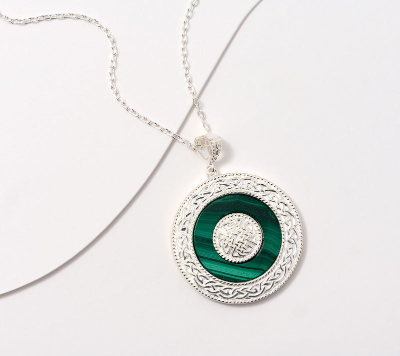 JMH Jewellery Sterling Silver and Malachite Pendant w/ 24" Chain — Main view
