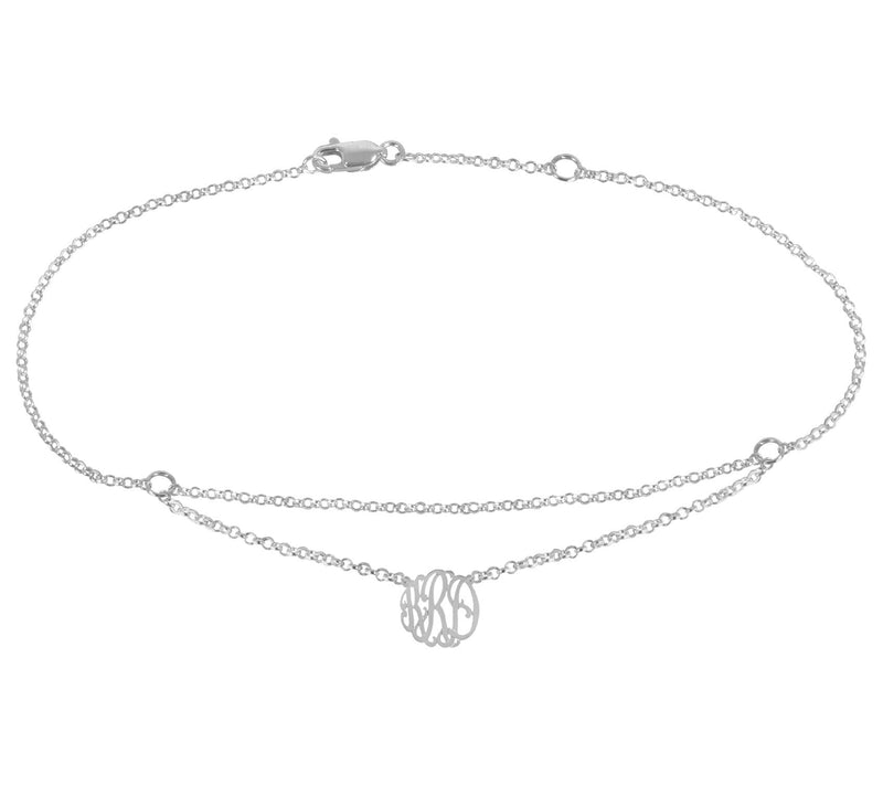 Sterling Personalized Floating Monogram A nkle Bracelet — View 3