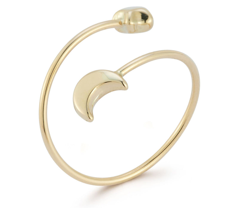 Luminosa Gold Adjustable Moon and Star Wrap Ring, 14K — View 2