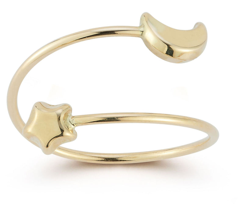 Luminosa Gold Adjustable Moon and Star Wrap Ring, 14K — View 7